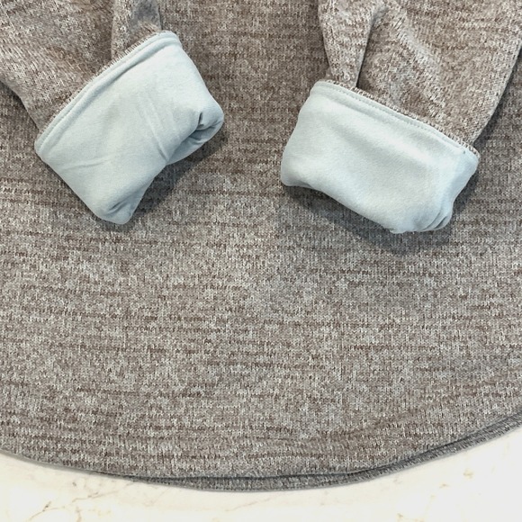 prAna Tri Thermal Pullover Fleece Tunic Sweatshirt Womens XL Blue Brown Moc Neck - Picture 8 of 13